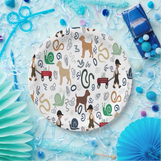 Assiettes En Carton Plaques de papier baby shower à thème garçon moder (Fête)