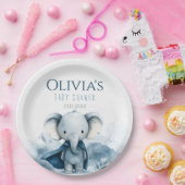 Assiettes En Carton Plaques de papier Baby shower bleu éléphant (Fête)