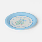 Assiettes En Carton Plaques de papier Baby shower bleu Mistletoe (Angle)