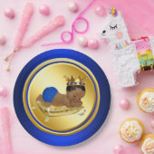 Assiettes En Carton Plaques de papier Baby shower Blue Gold Ethnic Pri (Fête)