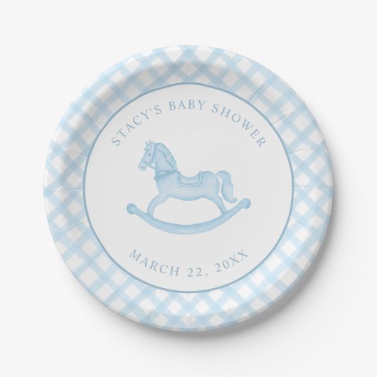 Assiettes En Carton Plaques de papier Baby shower Blue Rocse (Devant)