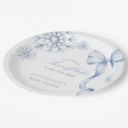 Assiettes En Carton Plaques de papier Baby shower Blue Snowflake (Angle)