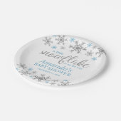 Assiettes En Carton Plaques de papier Baby shower Blue Snowflake (Angle)