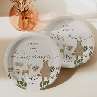 Assiettes En Carton Plaques de papier Baby shower Boho Woodland