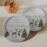 Assiettes En Carton Plaques de papier Baby shower Boho Woodland<br><div class="desc">Fêtez la nouvelle addition avec ces plaques de papier baby shower amusantes! Collection d'animaux boho d'hiver. Acheter d'autres designs numériques à l'adresse creativeuniondesign.etsy.com</div>