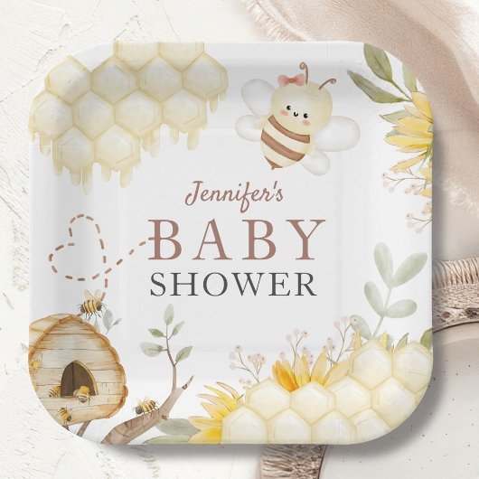 Assiettes En Carton Plaques de papier Baby shower Bumble Bee