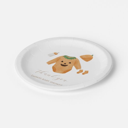 Assiettes En Carton Plaques de papier Baby shower citrouille (Angle)