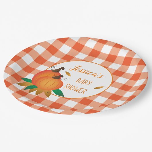 Assiettes En Carton Plaques de papier Baby shower d'automne orange pla (Angle)