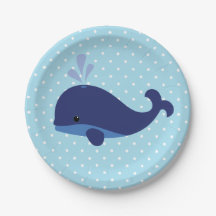 Plaques de papier Baby shower de baleine bleue