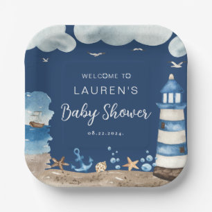Assiettes En Carton Plaques de papier Baby shower de la marine nautiqu