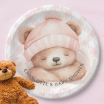 Assiettes En Carton Plaques de papier Baby shower de l'ours<br><div class="desc">Un baby shower neutre à l'ours mignon et doté du plus doux ours dormant. Visitez notre boutique pour voir notre collection de douches d'ours!</div>