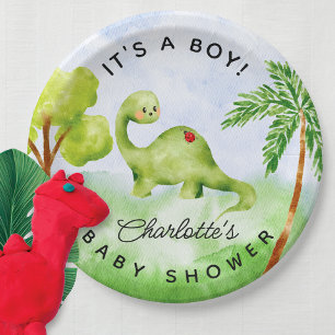 Assiettes En Carton Plaques de papier Baby shower Dino Delft