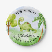 Assiettes En Carton Plaques de papier Baby shower Dino Delft (Devant)