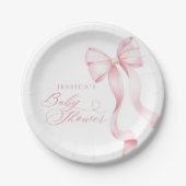Assiettes En Carton Plaques de papier Baby shower en ruban rose (Devant)