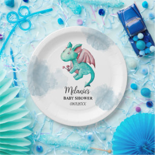 ASSIETTES EN CARTON PLAQUES DE PAPIER BABY SHOWER FAIRYTALE DRAGON
