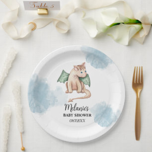ASSIETTES EN CARTON PLAQUES DE PAPIER BABY SHOWER FAIRYTALE DRAGON