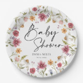 Assiettes En Carton Plaques de papier Baby shower fleur sauvage (Devant)