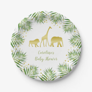 Assiettes En Carton Plaques de papier Baby shower Gold Safari