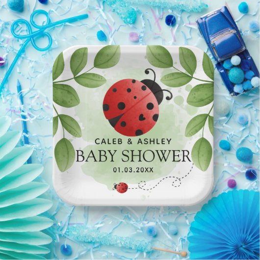 Assiettes En Carton Plaques de papier Baby shower Ladybug (Fête)