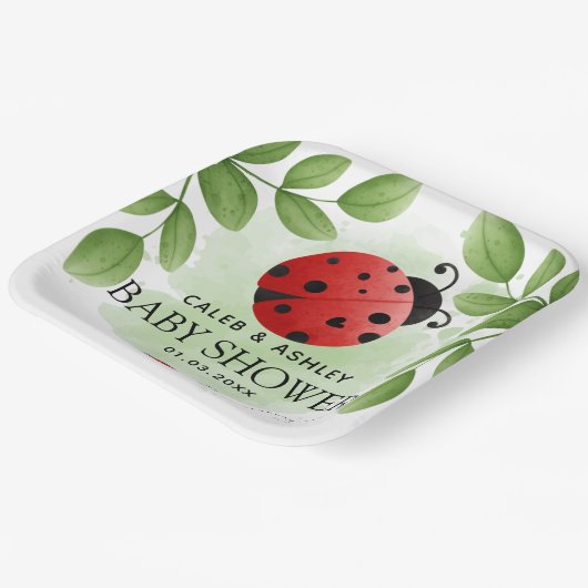 Assiettes En Carton Plaques de papier Baby shower Ladybug (Angulaire)