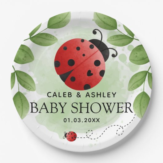 Assiettes En Carton Plaques de papier Baby shower Ladybug (Devant)