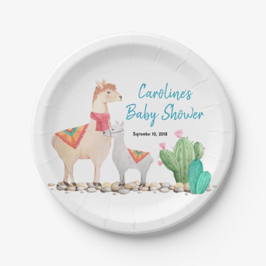 Assiettes En Carton plaques de papier baby shower lama (Devant)