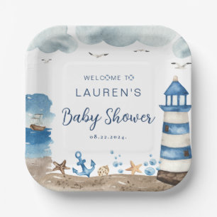 Assiettes En Carton Plaques de papier Baby shower nautique