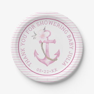 Assiettes En Carton Plaques de papier Baby shower nautique Ancre Ros