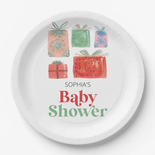 Assiettes En Carton Plaques de papier Baby shower Retro Christmas Père (Devant)