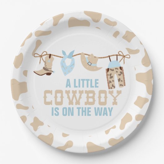Assiettes En Carton Plaques de papier Baby shower Rodeo Western Cowboy (Devant)
