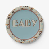Assiettes En Carton Plaques de papier baby shower rond Moose et Mobile (Devant)