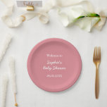Assiettes En Carton Plaques de papier Baby shower rose<br><div class="desc">Plaques de papier Baby shower rose,  facile à personnaliser en utilisant le modèle de personnalisation en ligne avant de commander.</div>