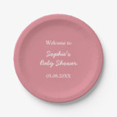 Assiettes En Carton Plaques de papier Baby shower rose (Devant)