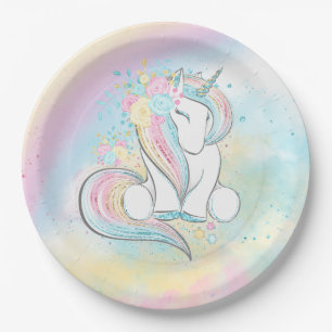 Assiettes En Carton Plaques de papier Baby shower Unicorne