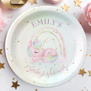Assiettes En Carton Plaques de papier Baby shower Unicorne