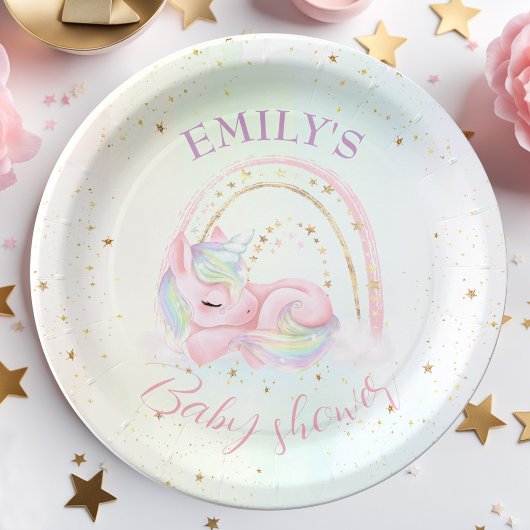 Assiettes En Carton Plaques de papier Baby shower Unicorne