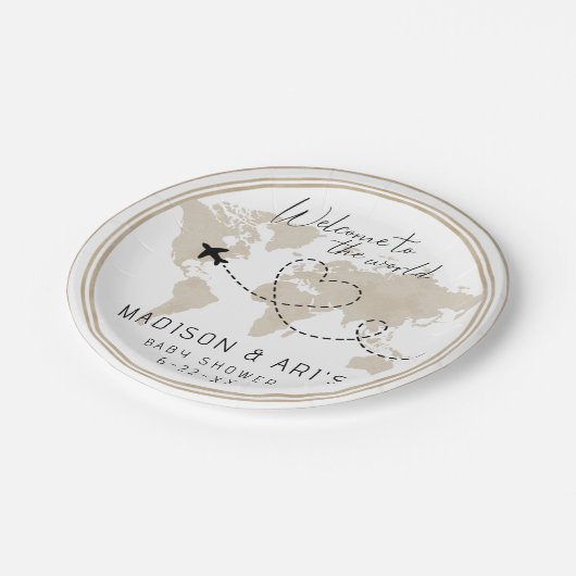Assiettes En Carton Plaques de papier Baby shower World Map (Angle)