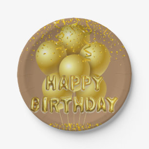 Assiettes En Carton Plaques de papier, Ballons d'or d'anniversaire heu