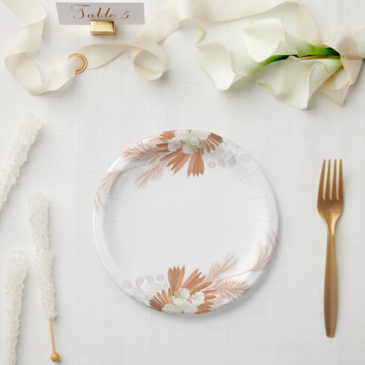 Assiettes En Carton Plaques de papier blanc Boho (Mariage)