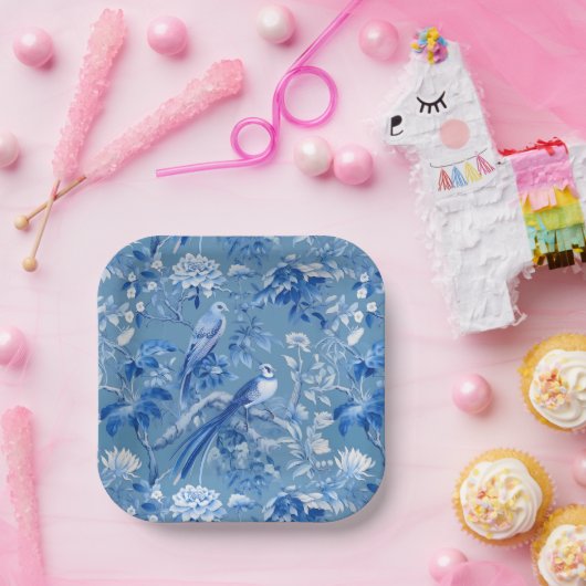 Assiettes En Carton Plaques de papier bleu Chinoiserie (Fête)