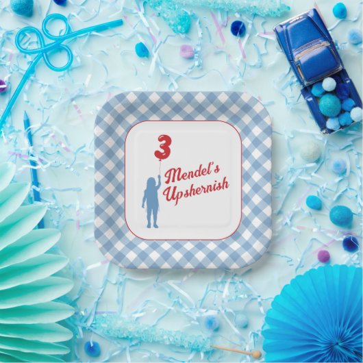 Assiettes En Carton Plaques de papier bleu En vichy Upsherin (Fête)