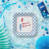 Assiettes En Carton Plaques de papier bleu En vichy Upsherin (Fête)