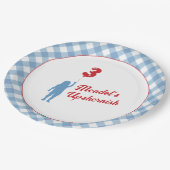 Assiettes En Carton Plaques de papier bleu En vichy Upsherin (Angle)