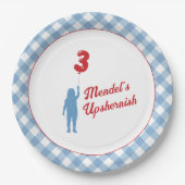 Assiettes En Carton Plaques de papier bleu En vichy Upsherin (Devant)
