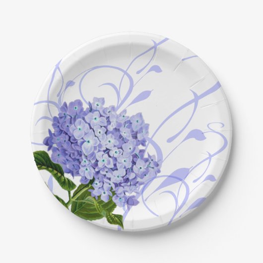 Assiettes En Carton Plaques de papier bleu Hydrangea (Devant)