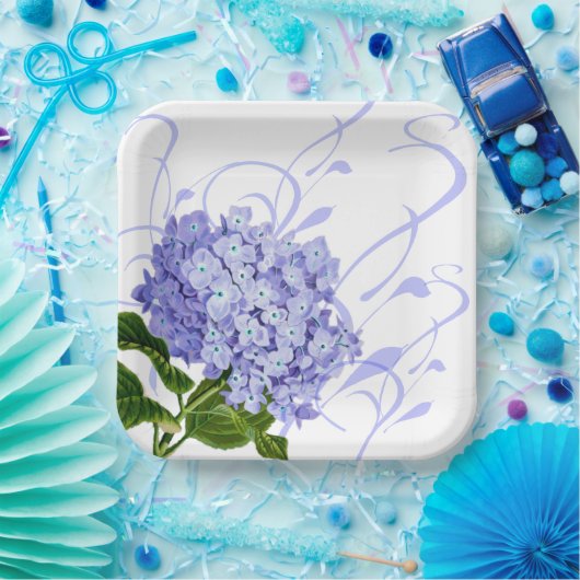 Assiettes En Carton Plaques de papier bleu Hydrangea (Fête)