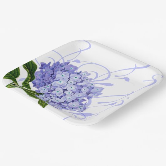 Assiettes En Carton Plaques de papier bleu Hydrangea (Angulaire)