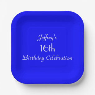 Assiettes En Carton Plaques de papier bleu vif, 16e anniversaire