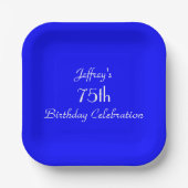 Assiettes En Carton Plaques de papier bleu vif, 75e anniversaire (Recto)
