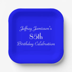 Assiettes En Carton Plaques de papier bleu vif, 85e anniversaire